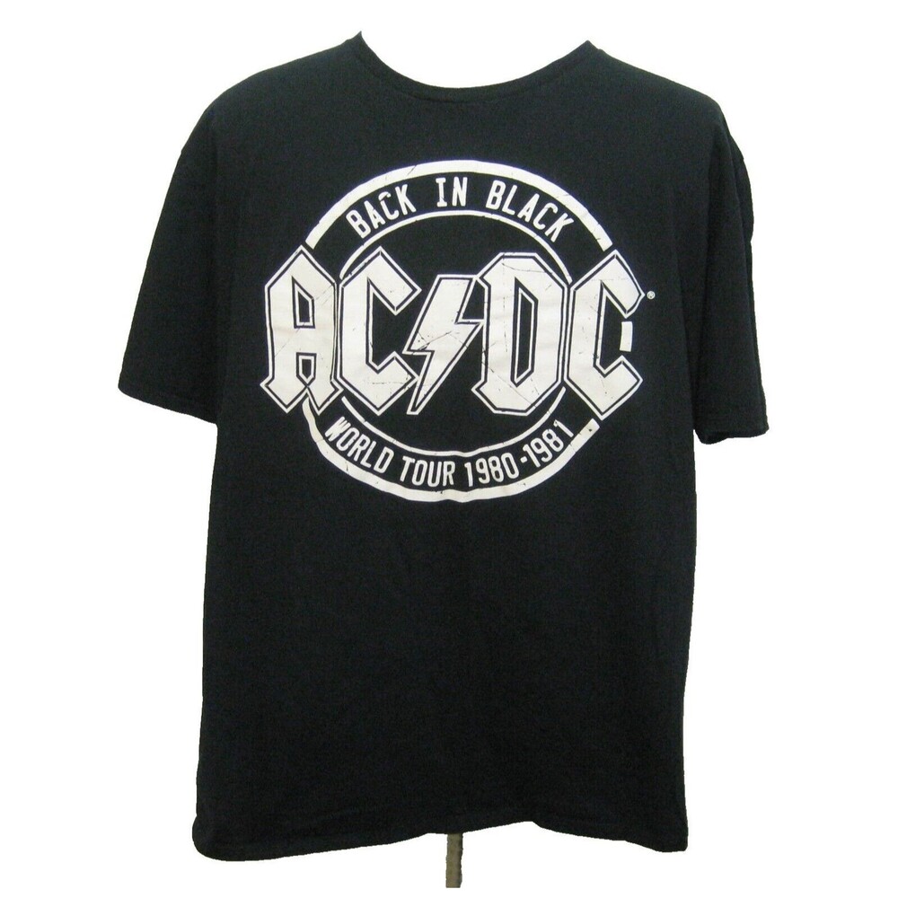 AC/DC Men's (Size 2XL) Black Short Sleeve Graphic Rock Band Concert T-Shirt Top